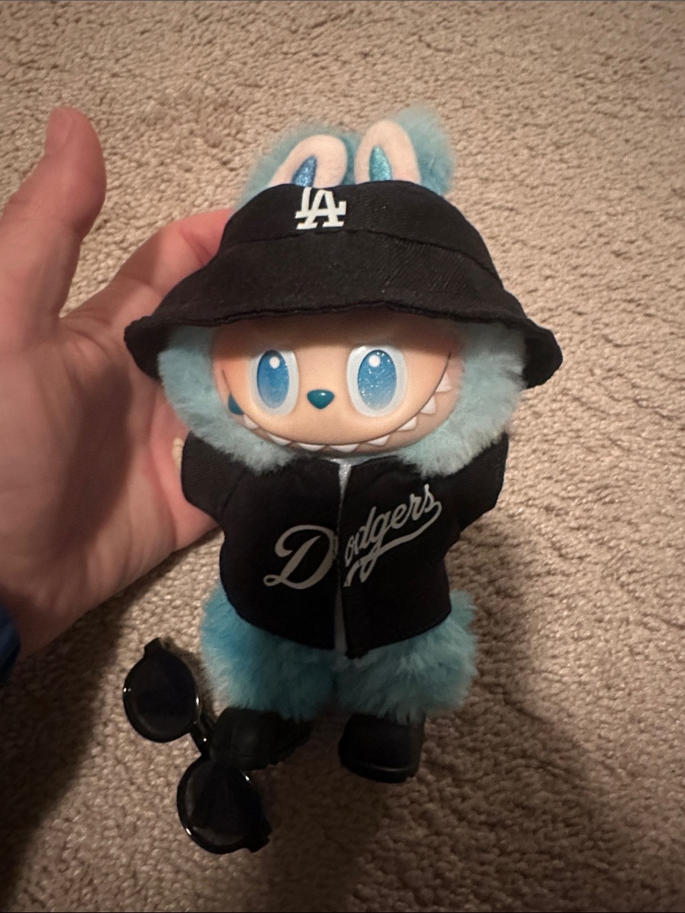 Blue Hope Labubu with dodgers freeman outfit included baseball